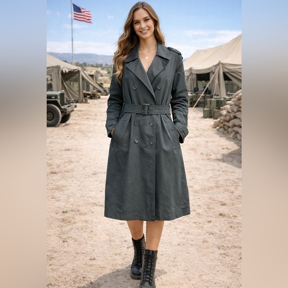 Old Navy Jackets & Blazers - Old Navy Water-Resistant army green raincoat trench coat cotton nylon canvas XXL